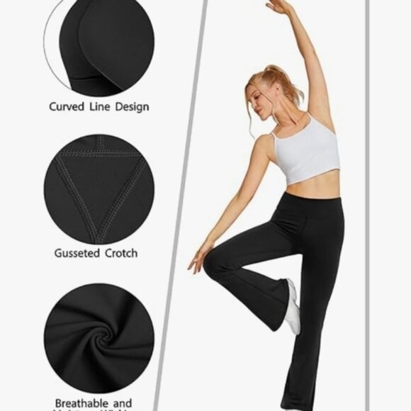 Promover women's XXL black wide leg leggings, have front pockets - Picture 8 of 8